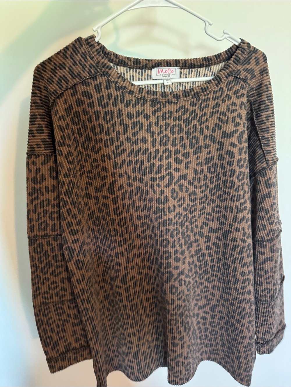 Leopard Print Long Sleeve Top - Brown/Black